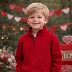 Class Club Red Quarter-Zip Sweater – Boys Size 4/5